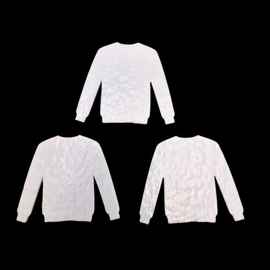 Three WHITE 90 COE Fusible Sweater Precut Glass 2 6/8 x 2 1/8 in Ornament Christmas Ugly- 