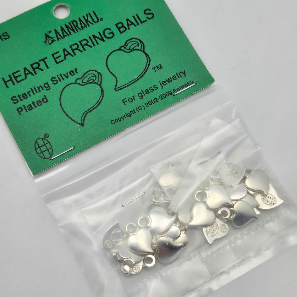 Aanaraku Silver Plated Heart Shaped Earring Bails 12 Pairs- 