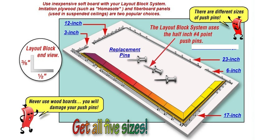 Two 17" L Blocks Morton Glassworks Layout Block System- 