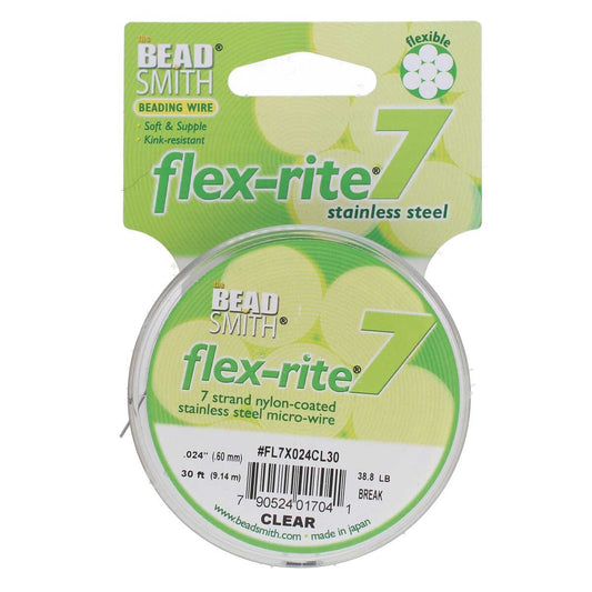 Stainless Steel CLEAR .024" 7 Strand 30' BEADSMITH FLEX-RITE Bead Wire FLEXRITE- 
