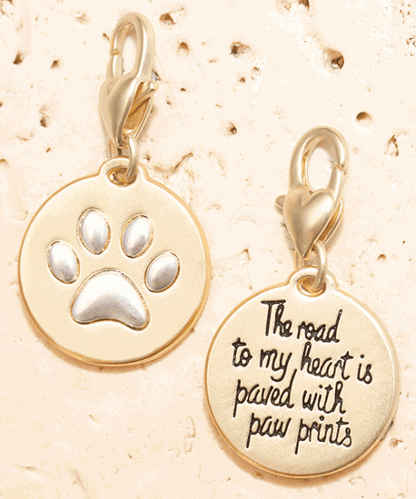 Paved with Paw Prints Amanda Blu Two Sides Two-tone Gold & Silver Dog Cat- 