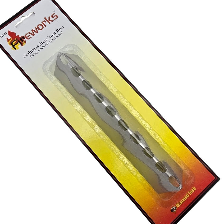 Fireworks STAINLESS STEEL TOOL & GLASS ROD REST 10 Slots 7-1/2" Lampworking 723- 