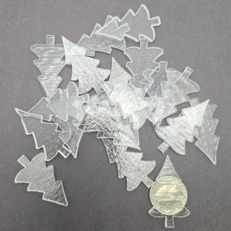 Wholesale Lot 20 Pieces 90 COE Tall Mini Trees Glass Precut Clear 1 x 1.75"