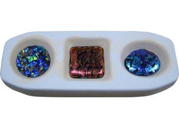 Round Square Oval Colour De Verre THREE Mixed PENDANTS Fusing Mold Key Fob- 