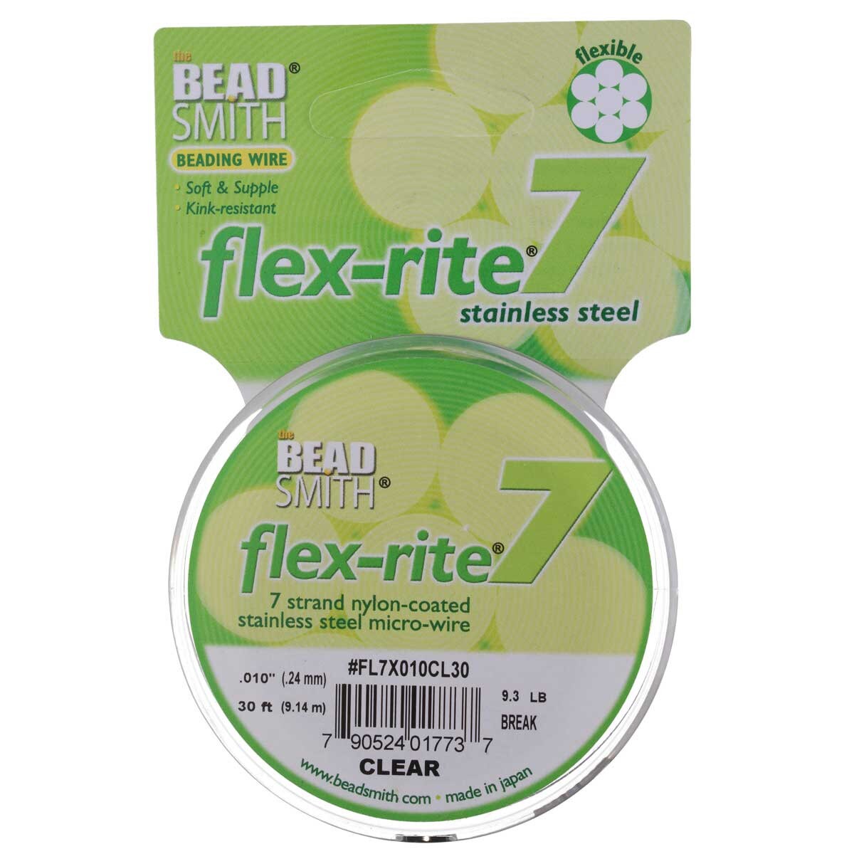 BLACK COLOR .012" 7 Strand 30 feet BEADSMITH FLEX-RITE Beading Wire FLEXRITE- 