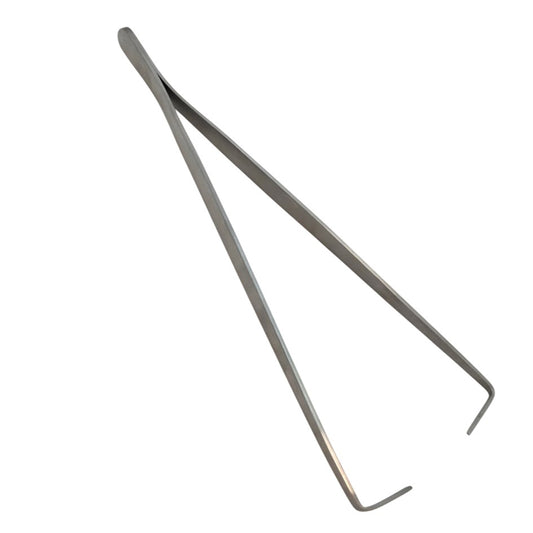 Glass Piercing Tweezer 10" Peter's Tweezers Stainless Steel Pointed Bent Tips Fish Eye- 