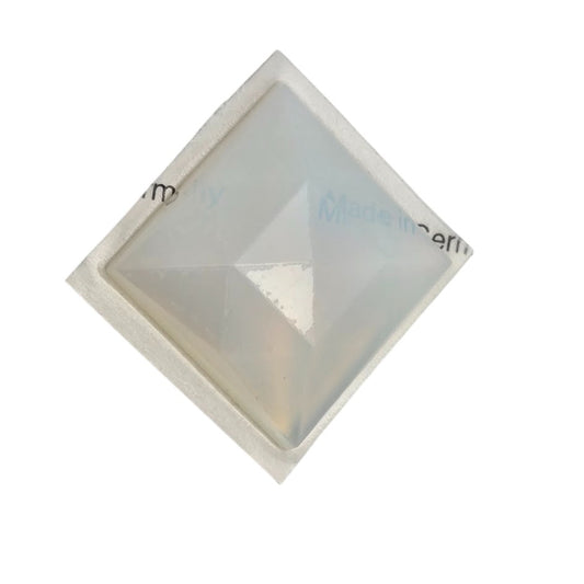 Opal White ONE SQUARE Glass Faceted Jewel 30mm 1.18" German Made Bevels- 