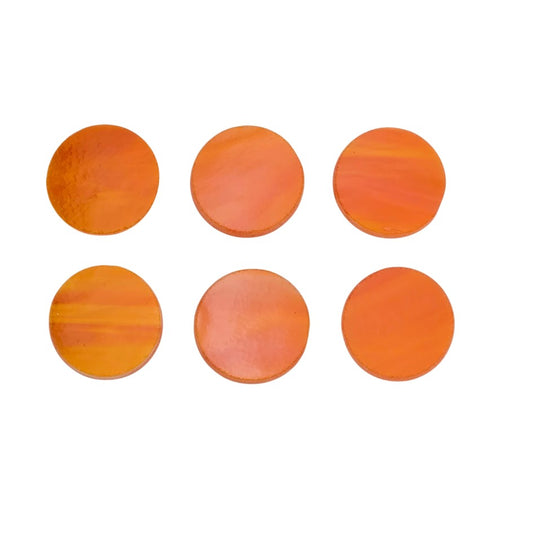377.1 Orange White Wispy SIX Glass Circles Choice 1/2, 3/4, 1, or 1 1/2 Inches-Size 1/2 inch