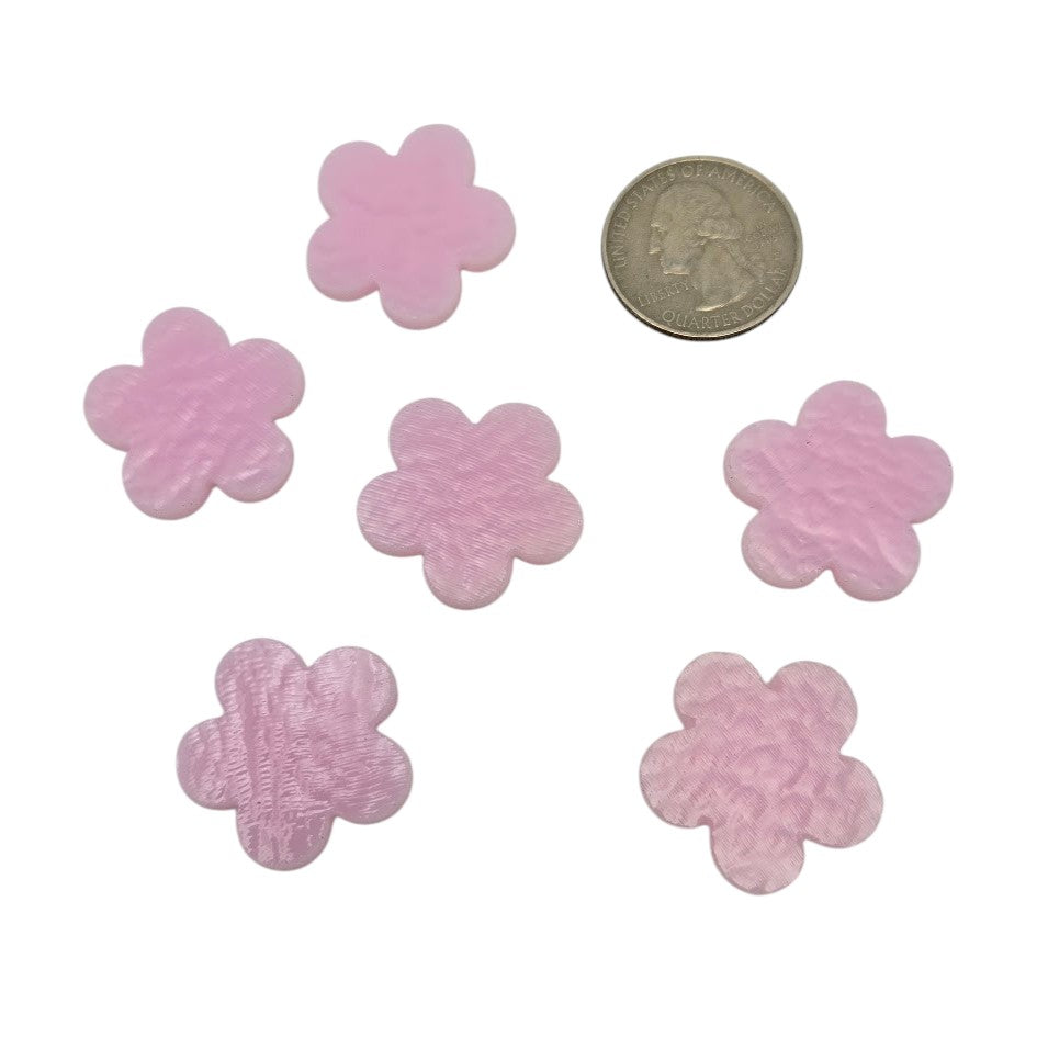 FLAWS Set of Six Pink Opal Happy Flowers 90 COE Bullseye Precut Glass- 