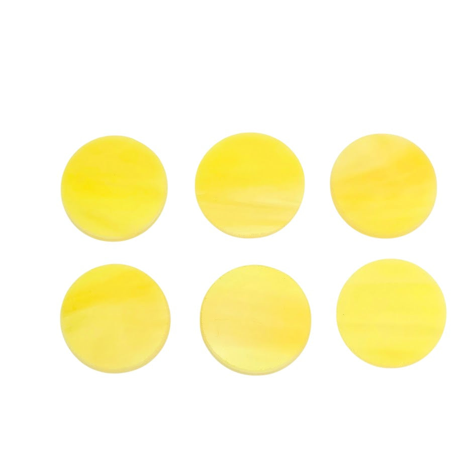 367.1 Yellow White Wispy SIX Glass Circles Choice 1/2, 3/4, 1, or 1 1/2 Inches-Size 1/2 inch