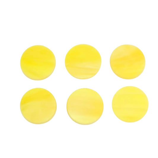 367.1 Yellow White Wispy SIX Glass Circles Choice 1/2, 3/4, 1, or 1 1/2 Inches-Size 1/2 inch
