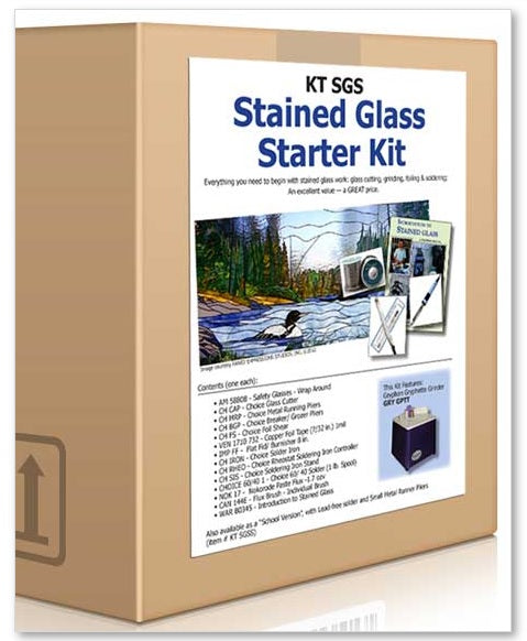 Stained Glass Starter Kit Beginner Set GRINDER Tools Soldering Iron Instruction- 