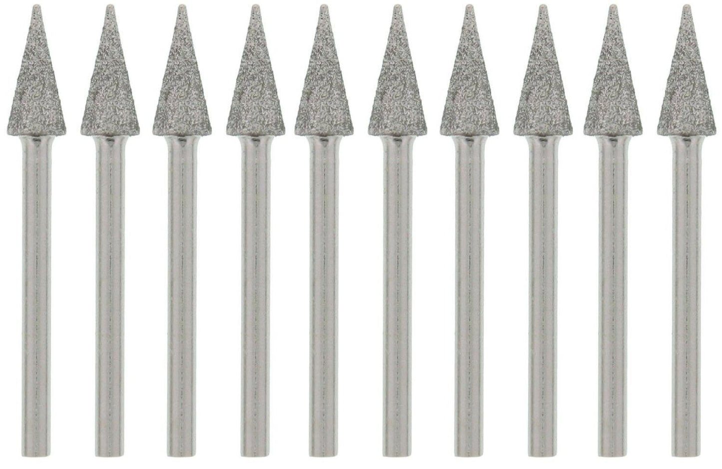 10 Pieces CONE Diamond Coated Bead Reamer for Rotary Tool 1/8" Shank 1.75" Tips- 