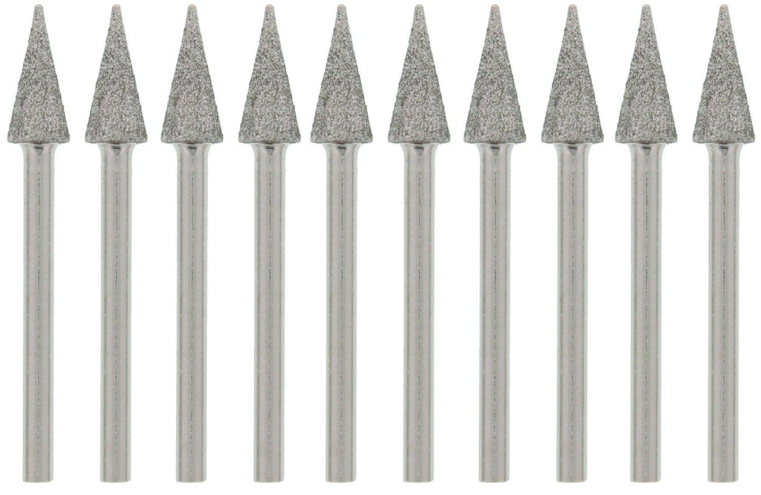 10 Pieces CONE Diamond Coated Bead Reamer for Rotary Tool 1/8" Shank 1.75" Tips- 