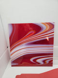355.1 Strawberries and Cream Transparent & Opal SHORTY Less Than 6x6 Inch 96 COE Sheet Glass- 
