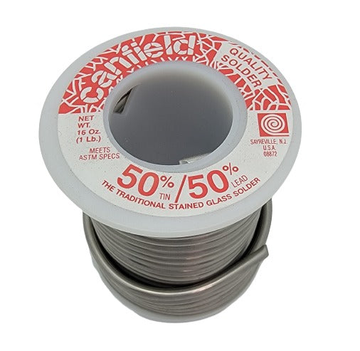 50/50 SOLDER CANFIELD Brand One Pound Spool Stained Glass Supplies Lead Tin- 