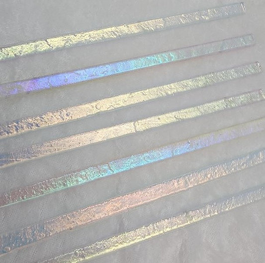 Rainbow 1 on Clear Substrate 104 COE Dichroic Strips 2 oz 1/4" Effetre CBS- 