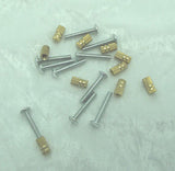 Hardware Pack for Fused Glass Knobs 10 Pieces 1/2" Brass Nut 1" Stainless Screw