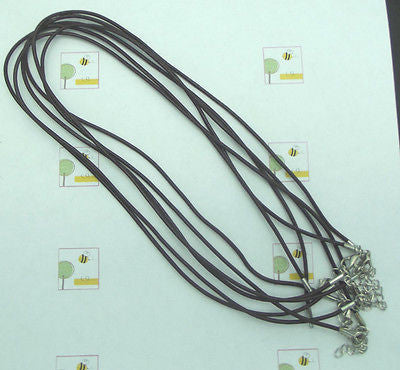 Six Pieces 18" 2mm round BROWN LEATHER NECKLACE with lobster clasp Finding- 