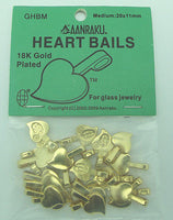 Aanraku HEART Bails GOLD Plated Medium 25 Glue On Findings for Cabochons 20x11mm- 