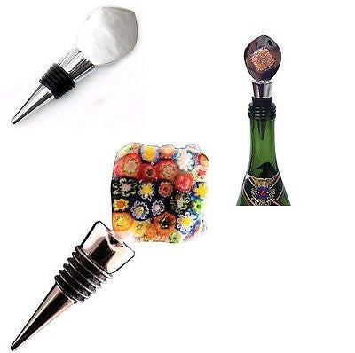 Stainless Steel AANRAKU FLAT TOP Wine Bottle Stopper FINDING Add  FUSED GLASS- 