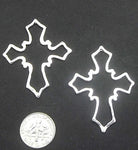 2 BEAD FRAMES silver-plated 42x33.5mm FANCY CROSS String Top to Bottom Nice!