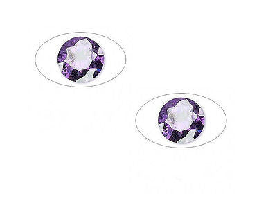 2 6.5mm ROUND PURPLE CZ for PMC Art Clay Silver Gold Projects CUBIC ZIRCONIA- 