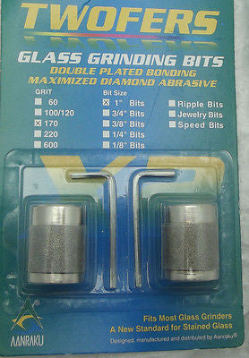 2 Grinder Bits Diamond 1 inch  170 Medium Aanraku 2 fer Fits MOST Inland Glastar- 