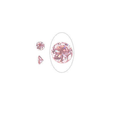 8mm 2 carat PINK CZ for PMC Art Clay Silver Gold  Great Cut Color Sparkle Set- 