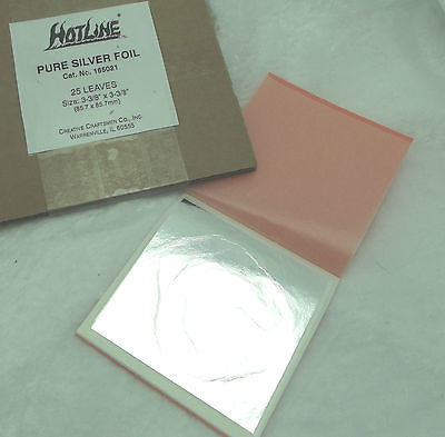 HotLine Pure Fine Silver Leaf Kiln Lampworking Fusing 95mm 3-3/4" 25 Sheets