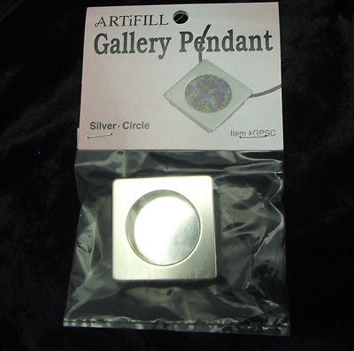 GALLERY PENDANT Artifill Silver Plated Circle Necklace Finding Display Glass- 