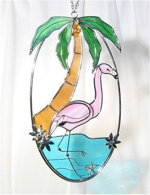 Kit Cute! FLAMINGO Pre-Cut Stained Glass  6x11" Assembled Size Studio One 9041- 