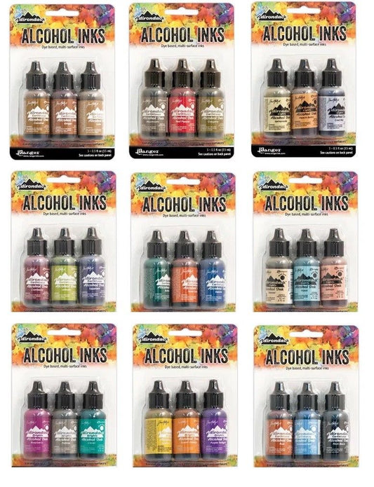 Tim Holtz Ranger ALCOHOL INK SETS Three 1/2 oz bottles CHOICE Coordinated Colors- 