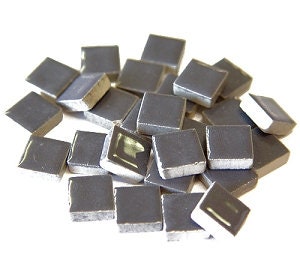 Gray 3/8" Ceramic Tiles 4 ounce Package About 125 Pieces Small Mosaics Glazed Crafts Doll House- 