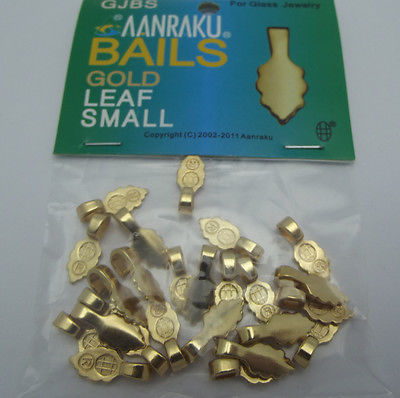 GOLD plated Jewelry Bails SMALL Fused Glass Pendants 25 6x15mm Leaf AANRAKU- 