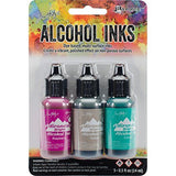 Tim Holtz Ranger ALCOHOL INK SETS Three 1/2 oz bottles CHOICE Coordinated Colors-Model Valley Trail