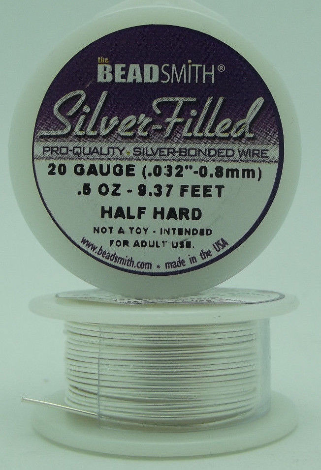 Beadsmith Pro Silver Bonded Filled Wire Half Hard Dead Soft 18 20 22 22 26 28 ga-Gauge Size Hardness Length 20 ga Half Hard 9.37 ft