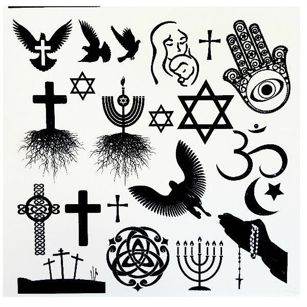 Religious Low Fire Fusing Decal Sheet 5x5" Black White Enamel Judaica Christian- 