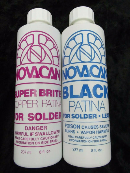 Novacan Super Bright Copper and Black Patina Pack Stained Glass Supplies 8 oz ea- 