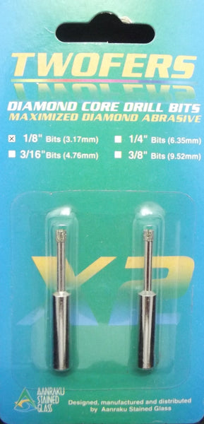 Aanraku Diamond Core Drill Bits for Glass Maximum Diamond Abrasive 1/8" 2 Pack- 