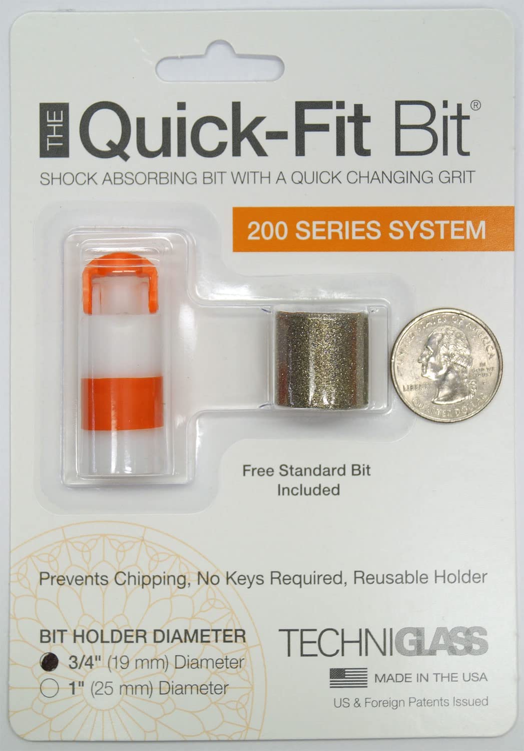 Quick Fit Bit System 200 Series 3/4" Fits Glastar G-8 Diamond Tech Burk Grinders- 