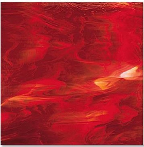 357.1 Red/White 6 x 6 Inch Oceanside Compatible 96 COE Sheet Glass- 