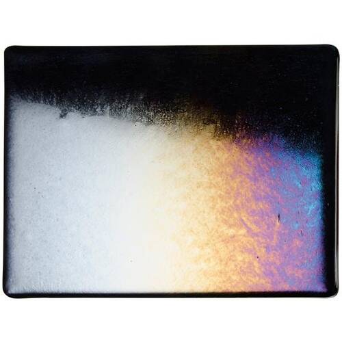 0100 Black Opal Rainbow Iridized 90 COE Bullseye Fusing Glass Sheet 5x5 inch 3mm 90COE- 