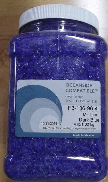 F3 136 96 Four Pounds Dark Blue Medium OGT System 96 COE Glass Frit- 