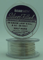 Beadsmith Pro Silver Bonded Filled Wire Half Hard Dead Soft 18 20 22 22 26 28 ga-Gauge Size Hardness Length 24ga Half Hard 25 ft