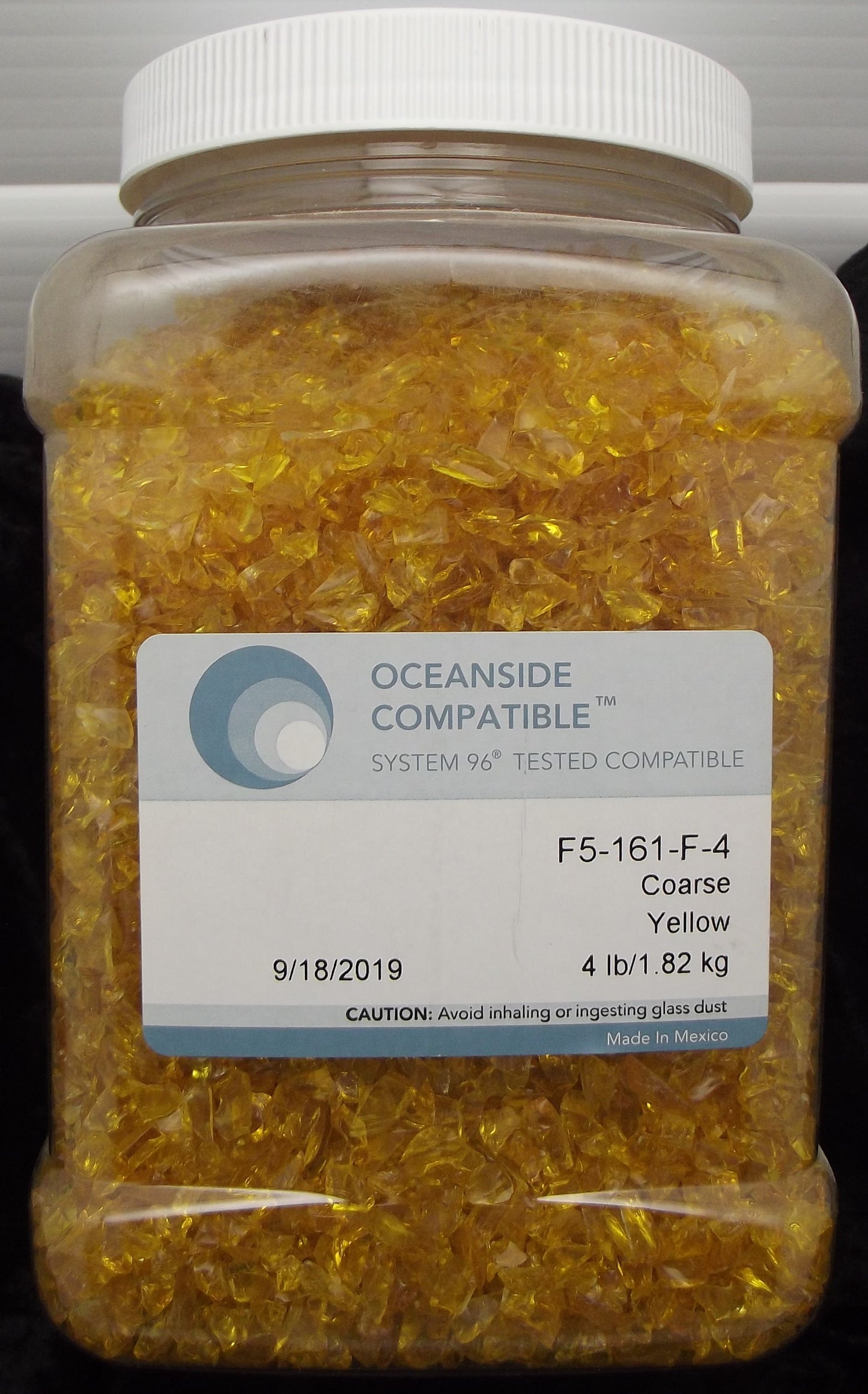 F5 161 Yellow Transparent FOUR POUNDS COARSE System 96 COE Glass Frit- 