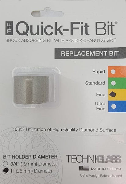 1" Fine Quick Fit Bit Stained Glass Grinder Accessory by Techniglass Replacement- 