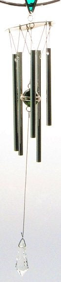 Small Wind Chime Components Pre Strung Solid Aluminum Tubes Cobalt Marble Striker & Faceted Glass Weight Fused Stained Glass Supplies- 