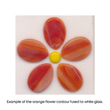 ORANGE/RED Fusible Precut Flower 96 COE Wispy Transparent-Semi Opaque 2 x 2 inches Spectrum System Mosaics- 