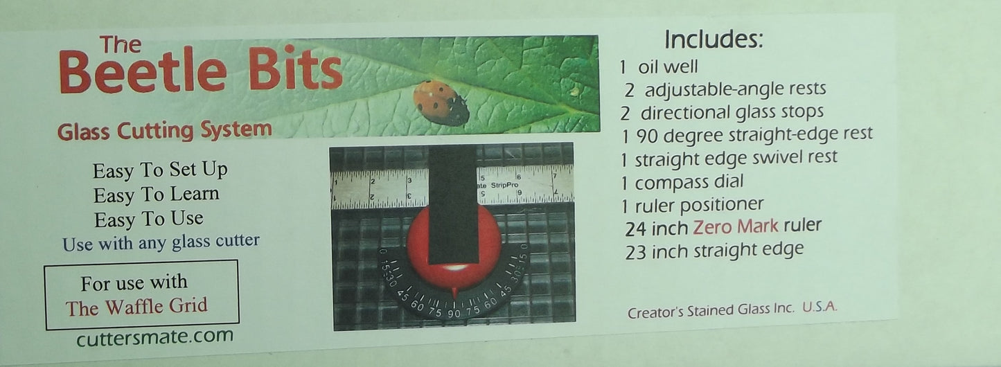 BEETLE BITS Glass Cutting System 24" Ruler Compass Dial Oil Well Angle Rests MORE